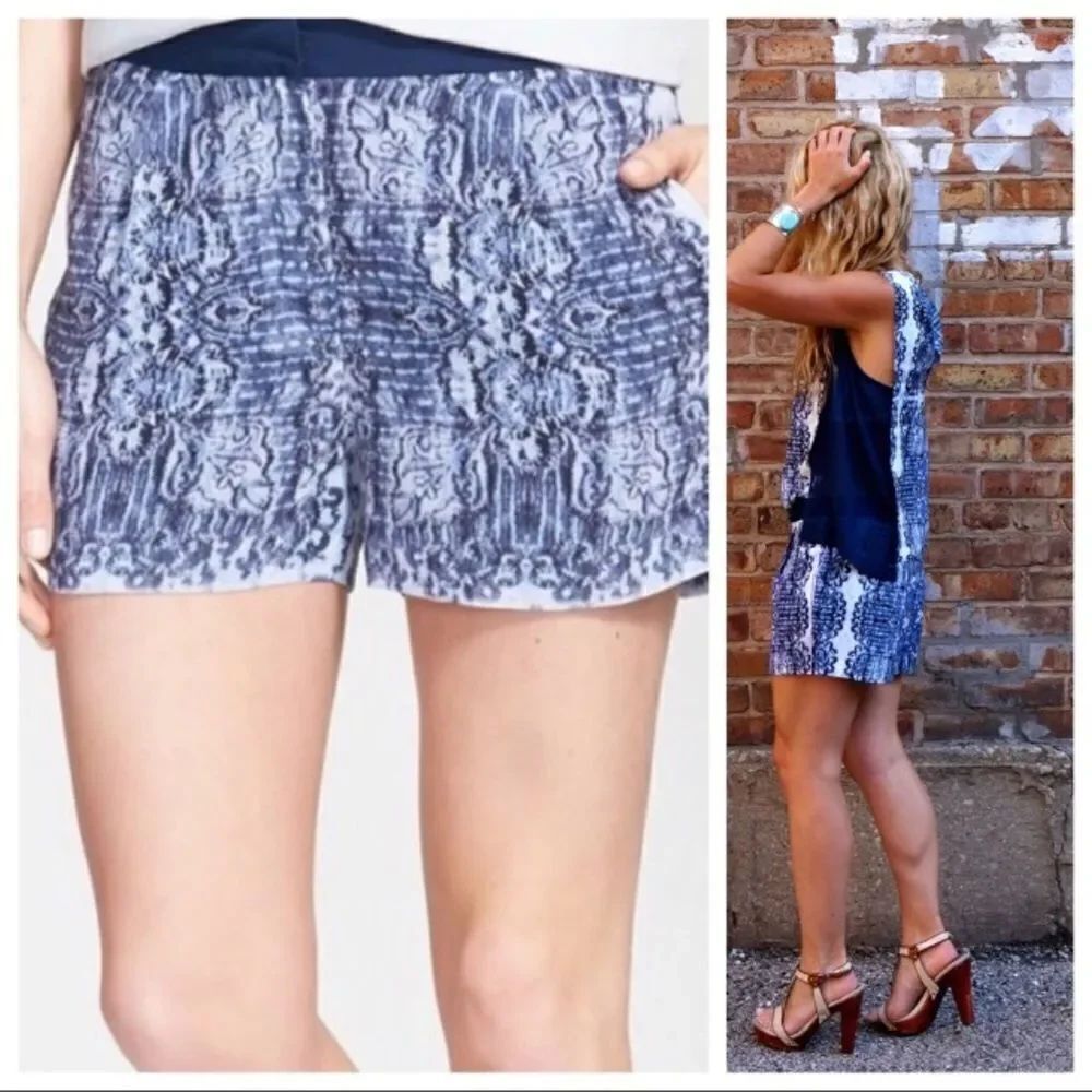 1. State blue damask shorts - Picture 1 of 4